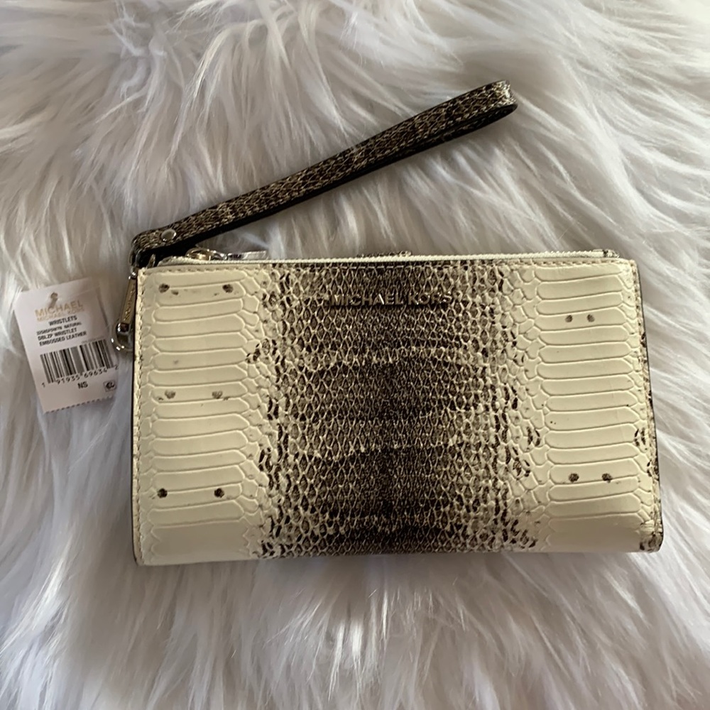 NWT Michael Kors Embossed leather wristlet